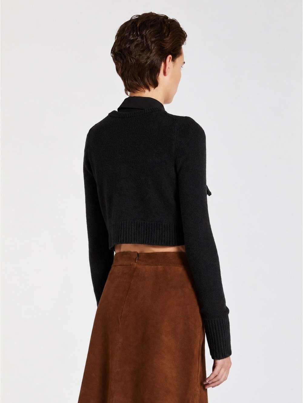 MARELLA Elegant Black Crop Top with Gold Accents Retail $398 - Picture 3 of 3